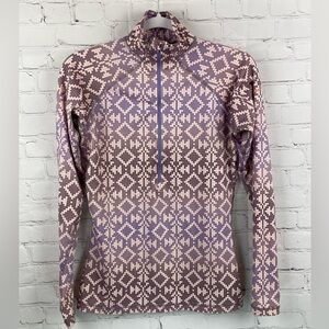 NIKE PRO Womens Pullover Top HYPERWARM Pink Purple Half-Zip Training Medium